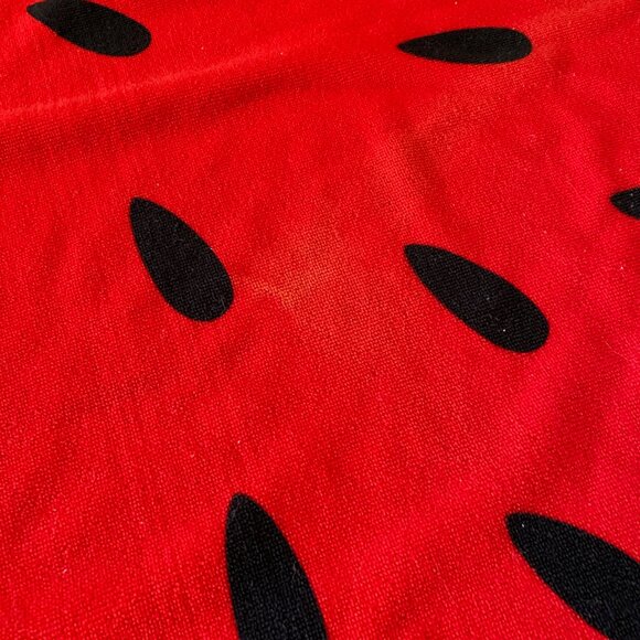 Watermelon Round Beach‎ Towel with Fringe - 59" Diameter, Fun Summer Decor - Picture 3 of 8